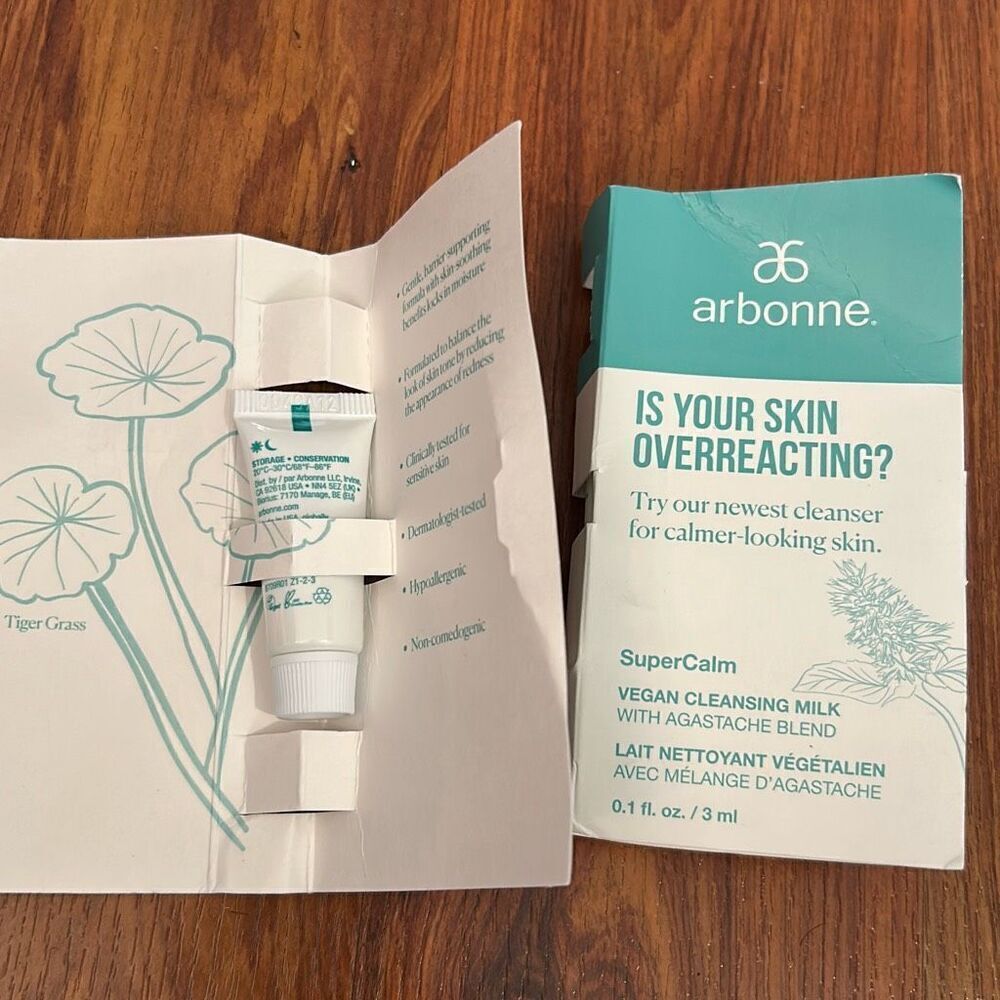 2 NEW arbonne 2 pcs sample super calm soothing hydrator .1 ounce